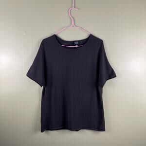 Eileen Fisher XL Italian Yarn Short Sleeve Sweater 62% MODAL 38% NYLON